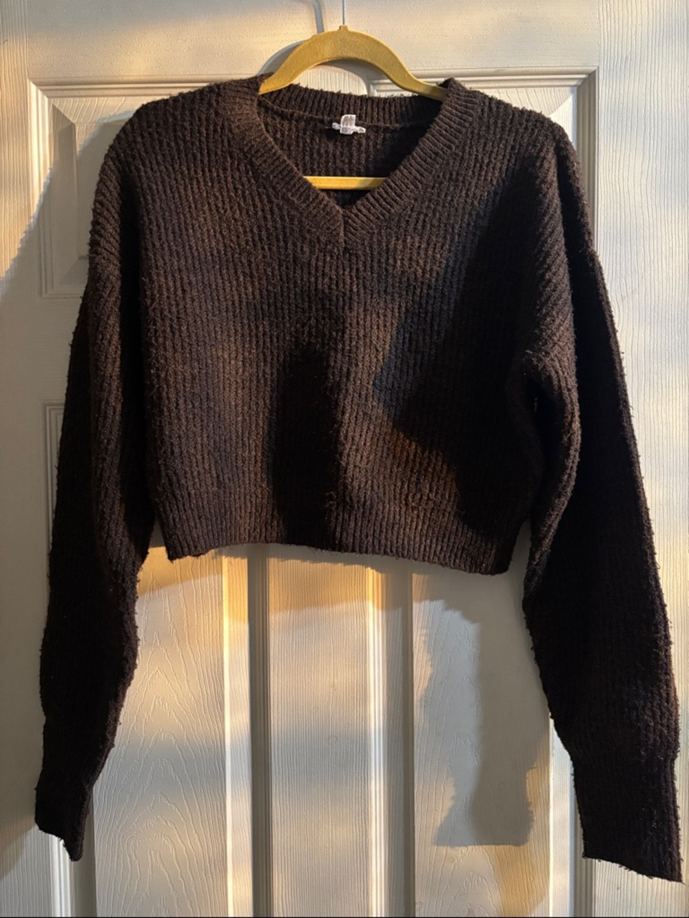 Garage brown cropped v-neck sweater